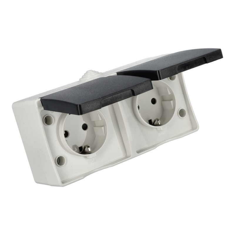 Doble Enchufe Schuko Superficie Alta resistencia IP54