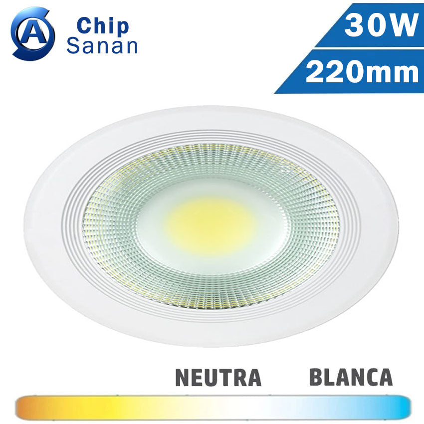 Downlight LED COB 30W 220mm Redondo Blanco