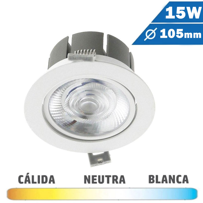 Downlight LED COB Redondo Blanco 15W Basculante