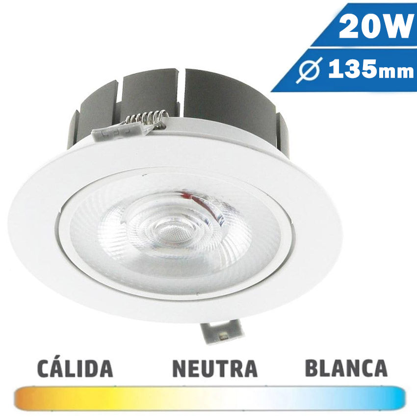 Downlight LED COB Redondo Blanco 20W Basculante
