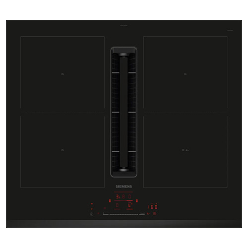 Placas de inducción - SIEMENS Encimera Flex Inducción con Extractor ED631HQ26E 4 Zonas Cristal Negro