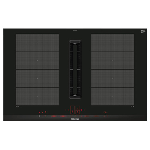 Placas de inducción - SIEMENS Encimera Inducción con Extractor EX875LX67E 4 Zonas Cristal Negro