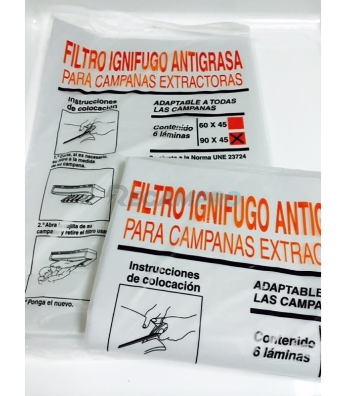 FILTRO CAMPANA EXTRACTORA UNIVERSAL PAPEL 90X45 CM,CONTIENE 6 UDS. 41CU0011