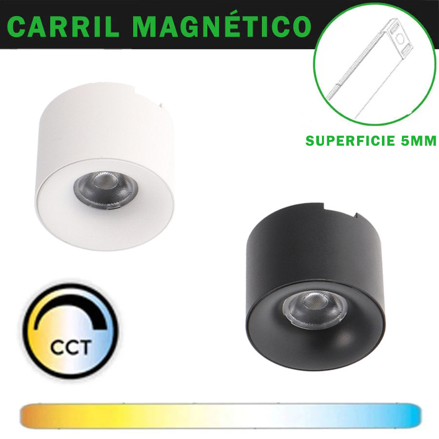 Foco Carril Magnético 42V 8W Fijo CCT Blanco / Negro