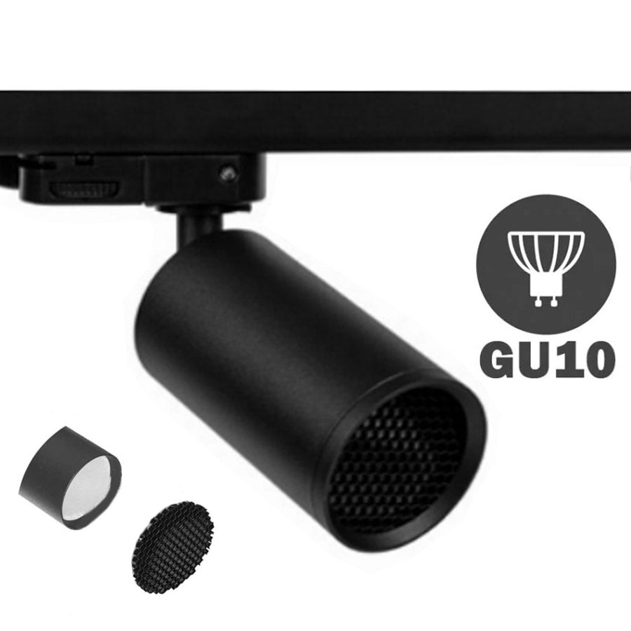 Foco Carril Trifásico Negro Mini UGR para GU10