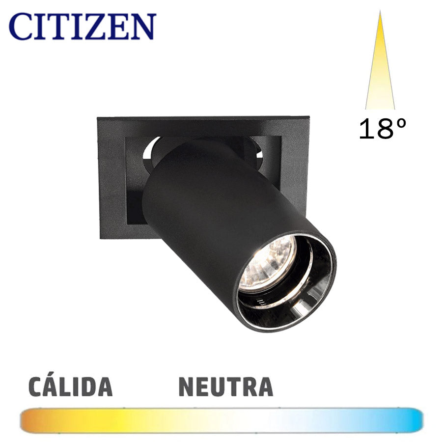 Foco Empotrado Retráctil Extraíble Mini LED 8W 18D Negro