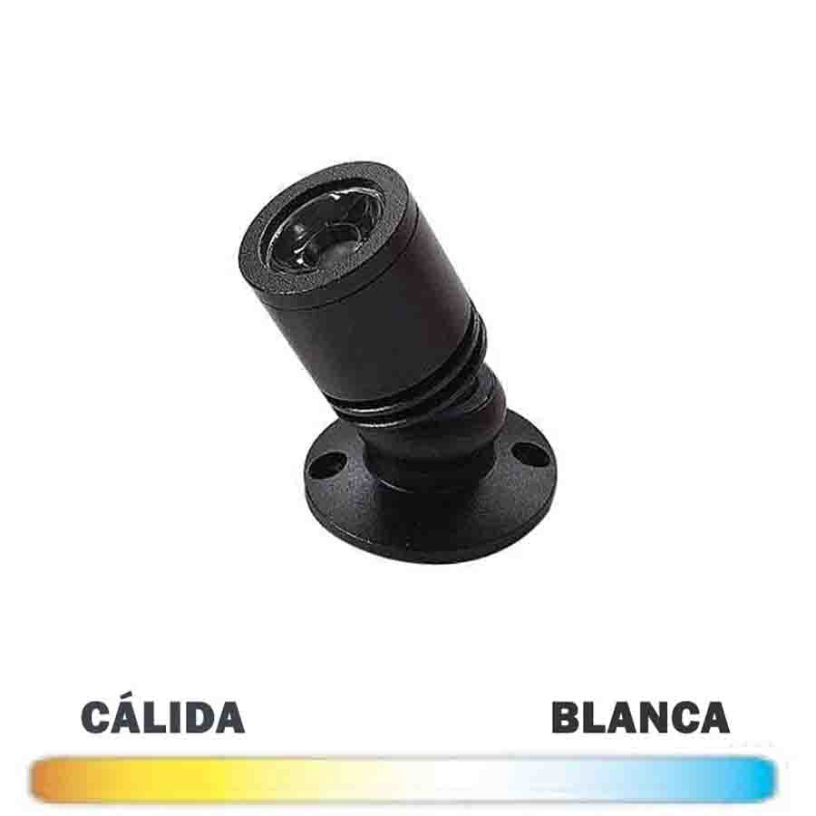Foco Mini LED Superficie Vitrinas 1W Negro