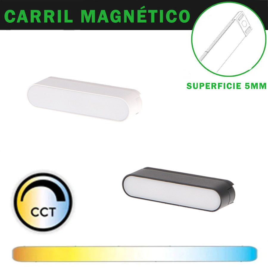 Foco Carril Lineal 115mm Magnético 42V 6W Fijo CCT Blanco / Negro