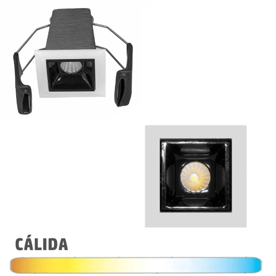 Downlight Mini LED 2W 45x45mm Osram Blanco Negro