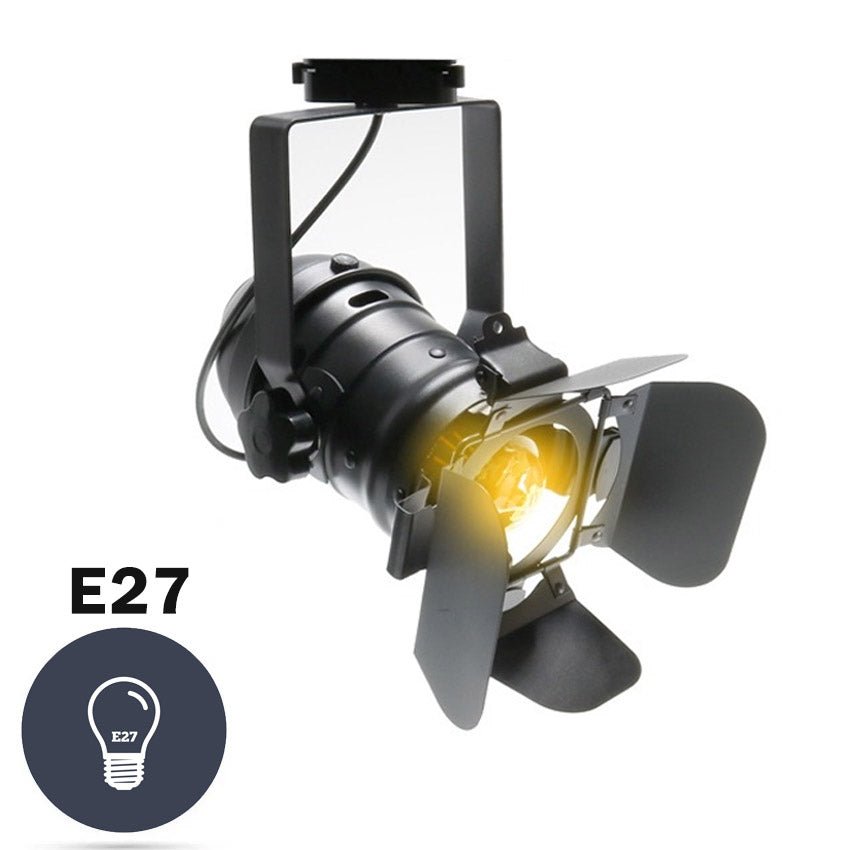 Foco Carril Monofásico E27 Alas Viseras Negro