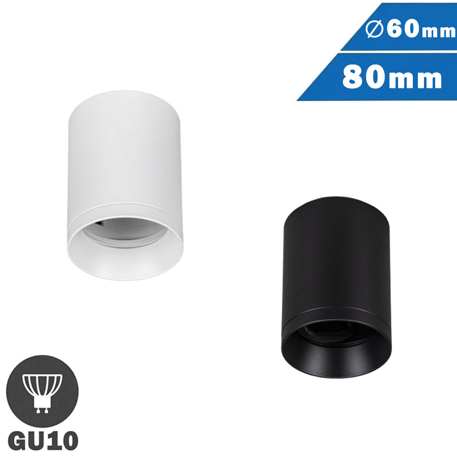 Foco Superficie Fijo 80mm Mini Cilindro para GU10