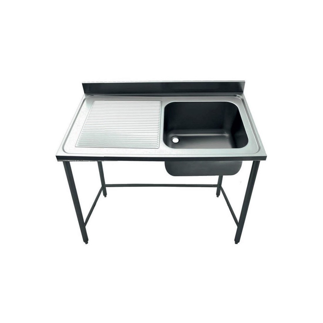 Fregadero Industrial 1500x600mm Escurridor Izquierda Seno 400x500x250mm Con Bancada