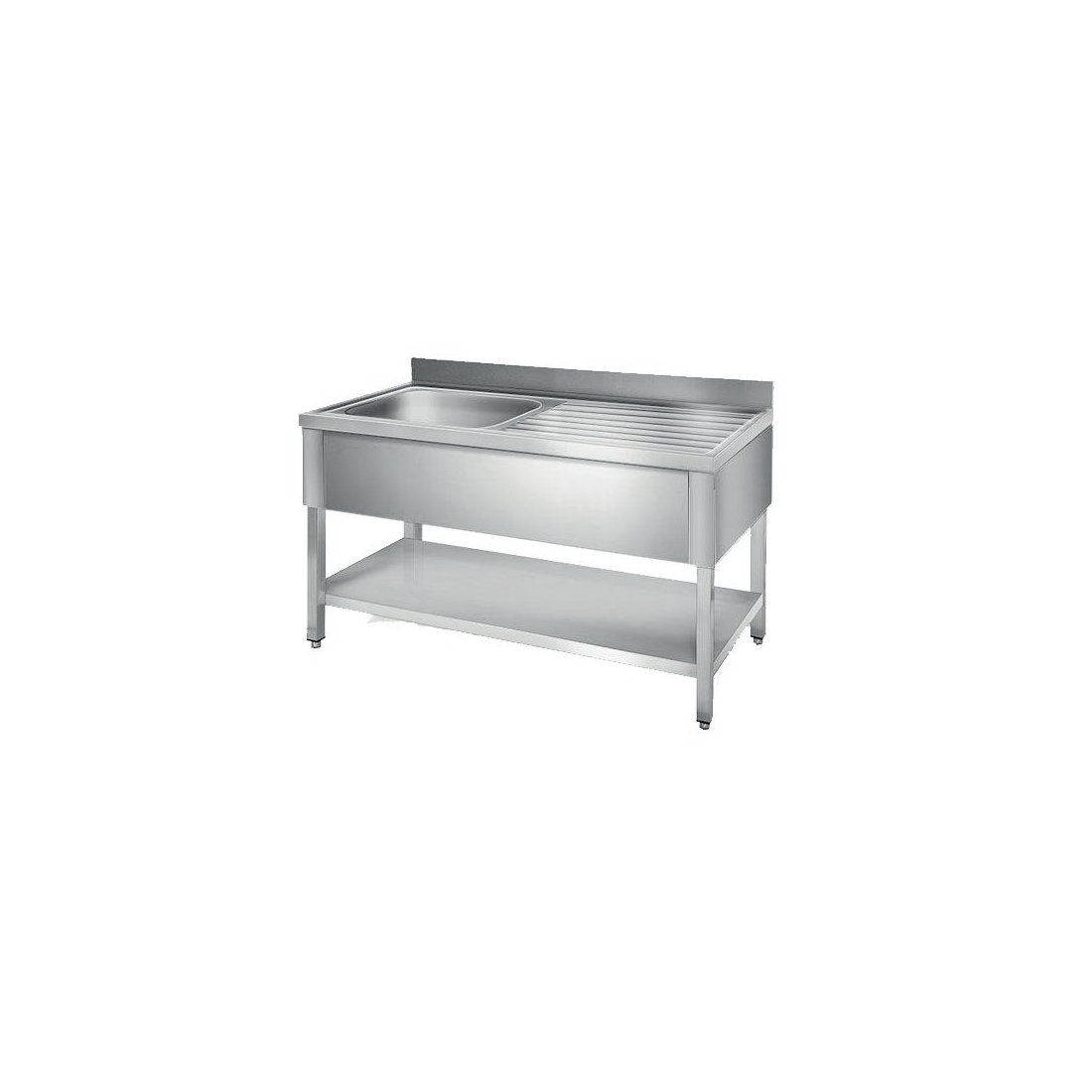 Fregadero Industrial Desmontable 1200x600mm 1 Seno Izquierda 400x400x250mm Con Bancada. 1 Estante