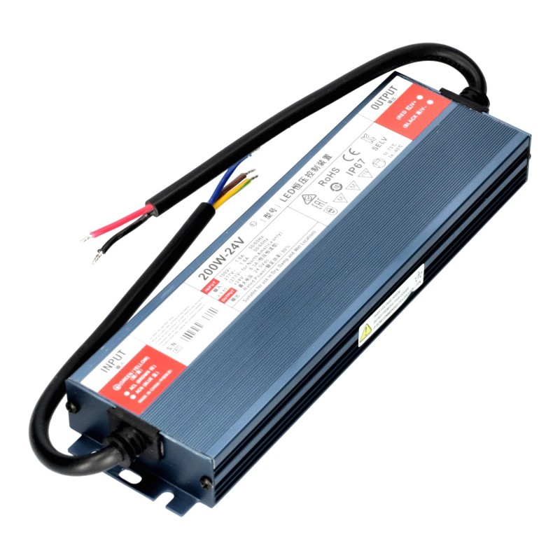 Transformador 24VDC 200W 8,33A de exterior IP67 SLIM