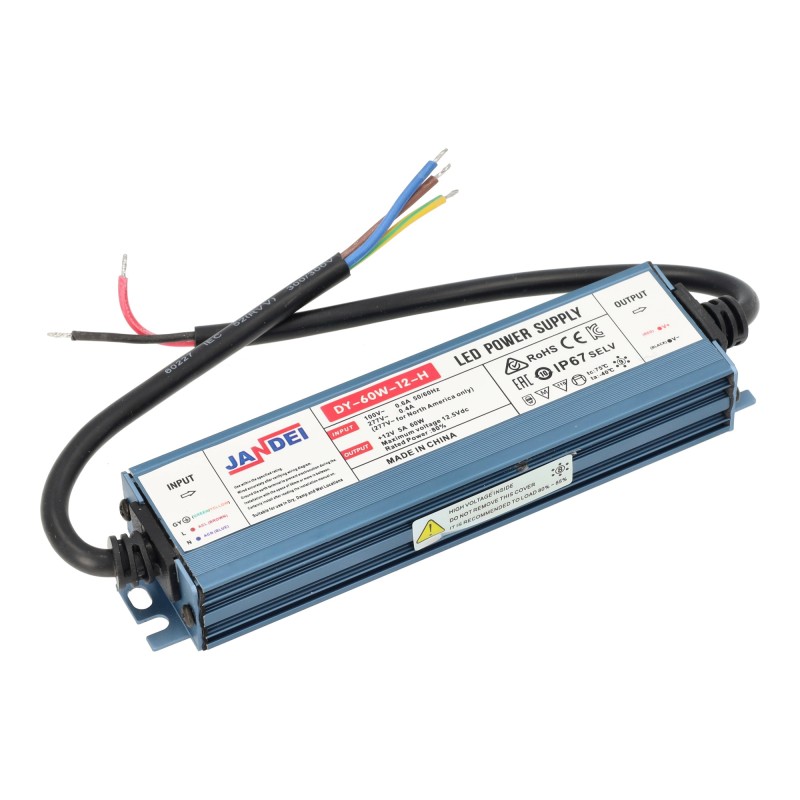 Transformador 12VDC 60W 5A de exterior IP67 Slim