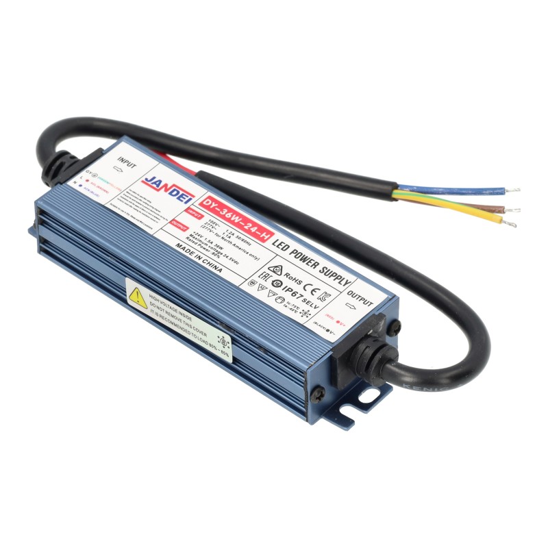 Transformador 24VDC 36W 1,5A Exterior IP67 SLIM