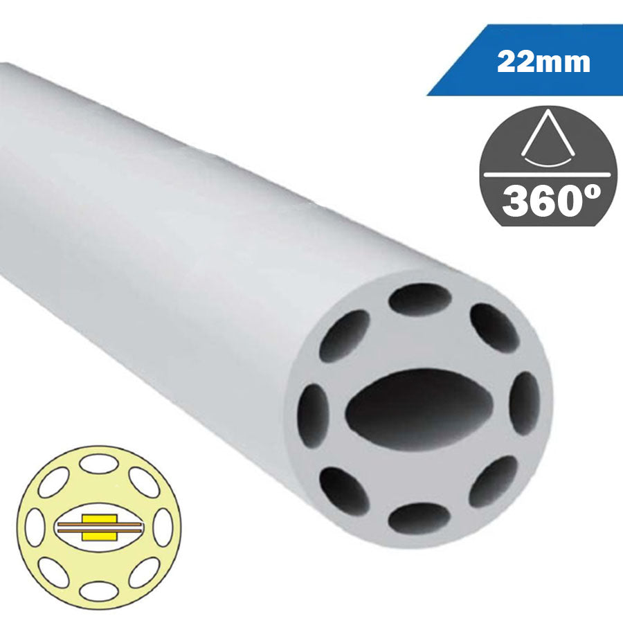 Funda Tubo Neón Flexible 22mm 360º para Doble Tira LED