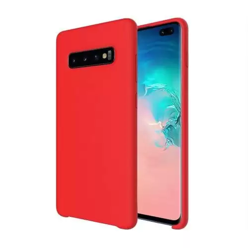 Funda Silicona Samsung Galaxy S10 Textura Suave  Rojo