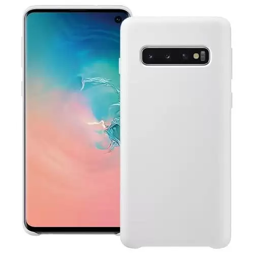 Funda Silicona Samsung Galaxy S10 Textura Suave  Blanco