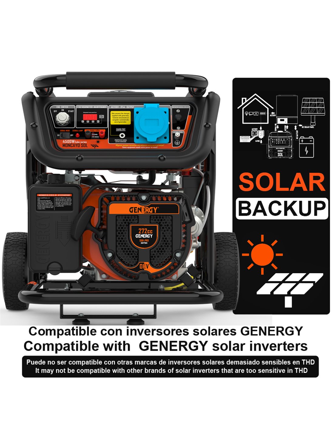 GENERGY Generador 4500W-230V Gasolina Arranque Automático Apoyo Solar Modelo Moncayo-SOL