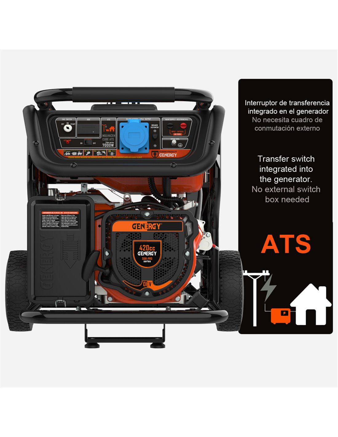 GENERGY Generador 7000W-230V Gasolina Arranque Automático Fallo de Red Modelo Mulhacen-ATS