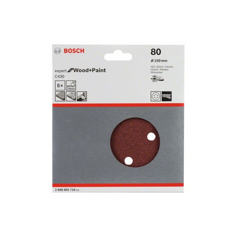 Hoja de lija Bosch Expert for Wood and Paint C430 Grano 80 Ø150mm.
