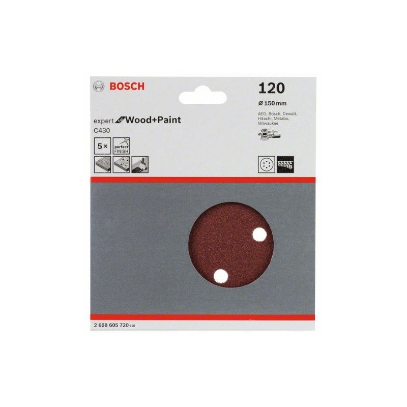 Hoja de lija Bosch Expert for Wood and Paint C430 Grano120 150mm