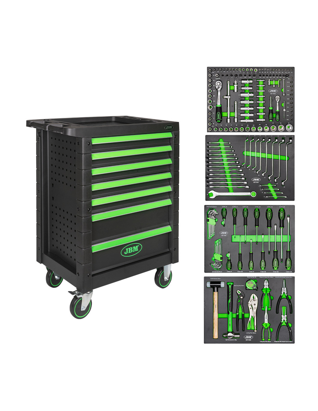 Carro Herramientas JBM 7 Cajones Verde | Brintus
