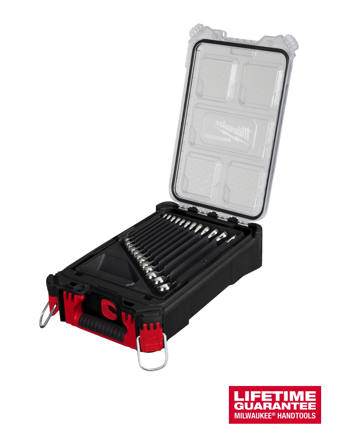 Juego de 15 llaves combinadas métrica MAX BITE en organizador compacto PACKOUT Milwaukee