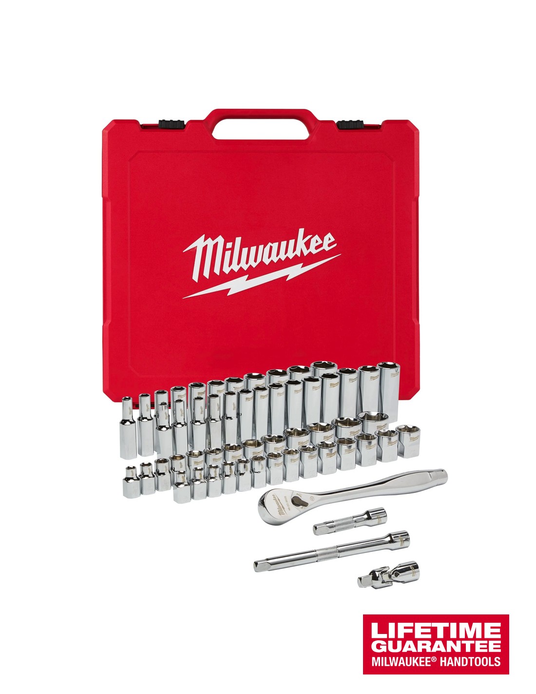 Juego de 56 piezas de vasos y carraca en métrica 3/8" Milwaukee