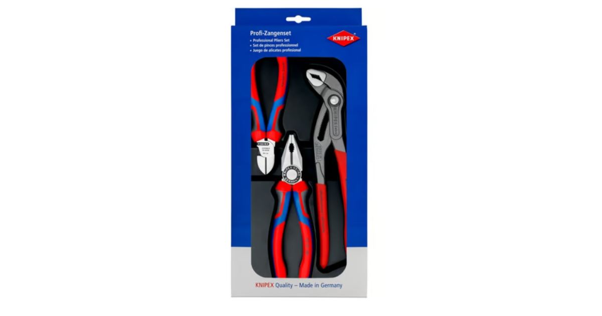 Juego de alicates KNIPEX con cabezas pulidas, 3 piezas 002009V01