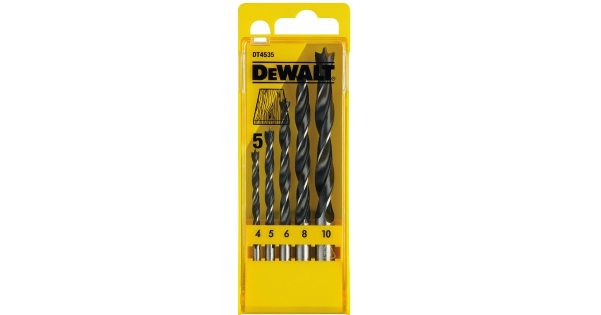 Juego de brocas para madera DeWALT / 4, 5, 6, 8, 10 mm / (5 piezas) DT4535
