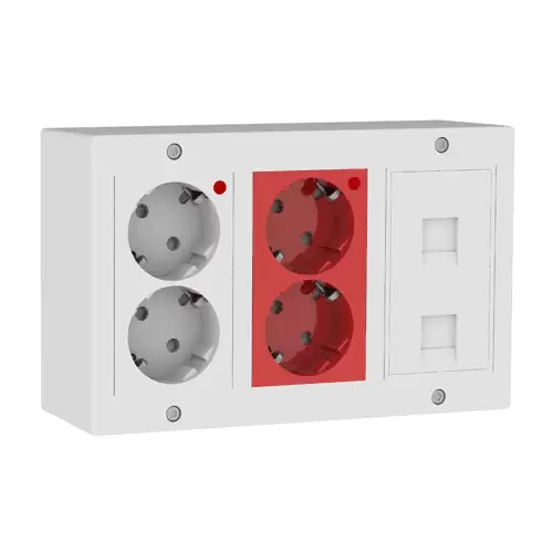 Kit Puesto Trabajo Electrico 4 Schukos Y 2 RJ45  Blanco