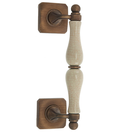 Manillones con roseta - Manillón con Roseta Cuadrada K-T401B Cuero Avellana Mate Craquelé