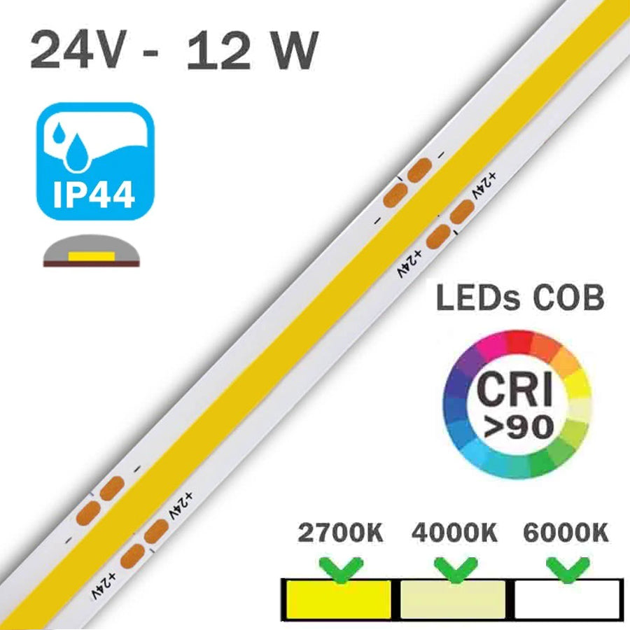 Tira LED 24V 12W COB Siliconada IP44