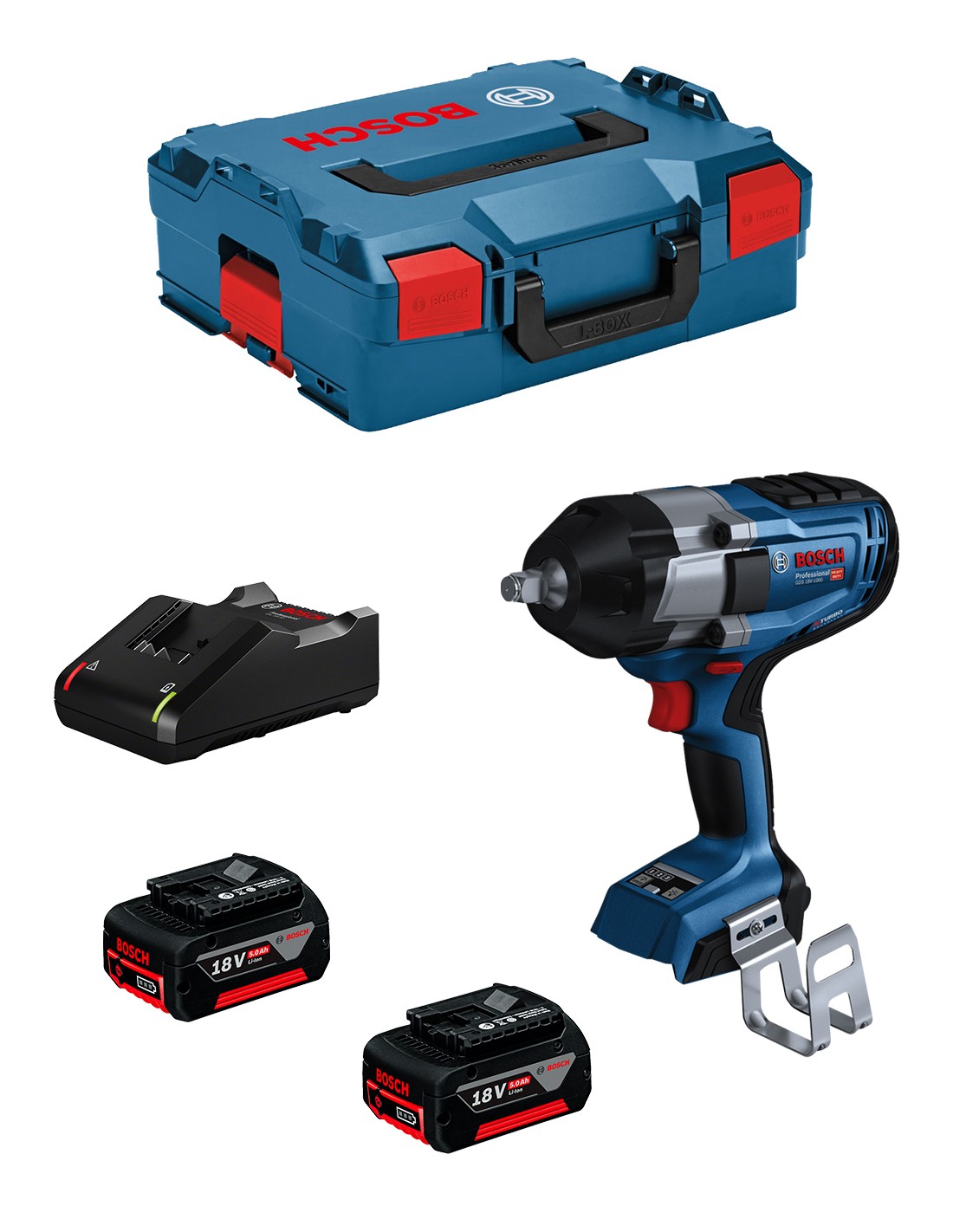 Llave de Impacto BOSCH GDS 18V-1000 (2 x 5,0 Ah + GAL18V-40 + L-Boxx 136)