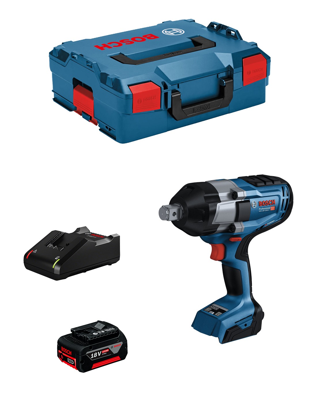 Llave de Impacto BOSCH GDS 18V-1050 H (1 x 5,0 Ah + GAL18V-40 + L-Boxx 136)