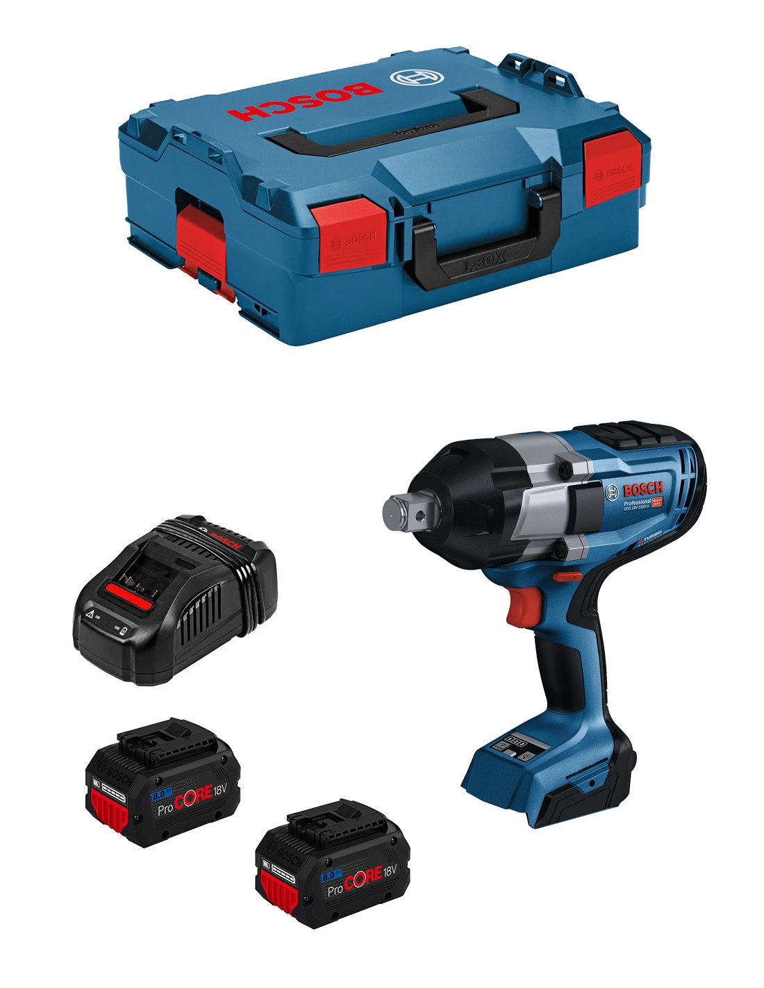 Llave de Impacto BOSCH GDS 18V-1050 H (2 x 8,0 Ah ProCORE + GAL1880CV + L-Boxx 136)