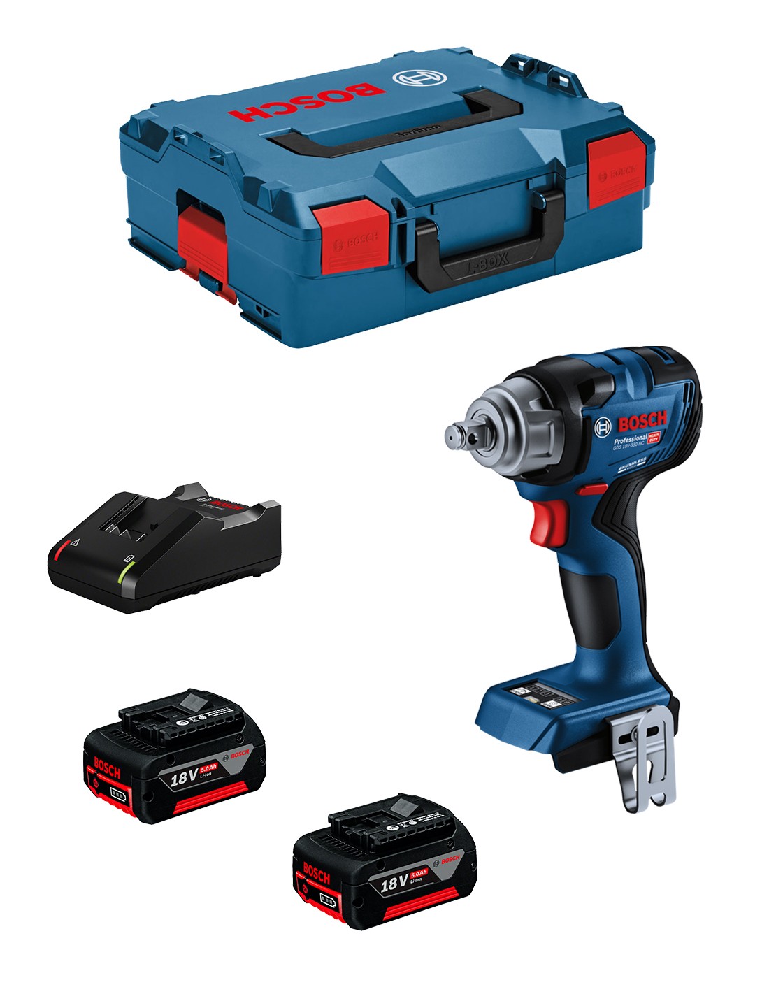 Llave de Impacto BOSCH GDS 18V-330 HC (2 x 5,0 Ah + GAL18V-40 + L-Boxx 136)