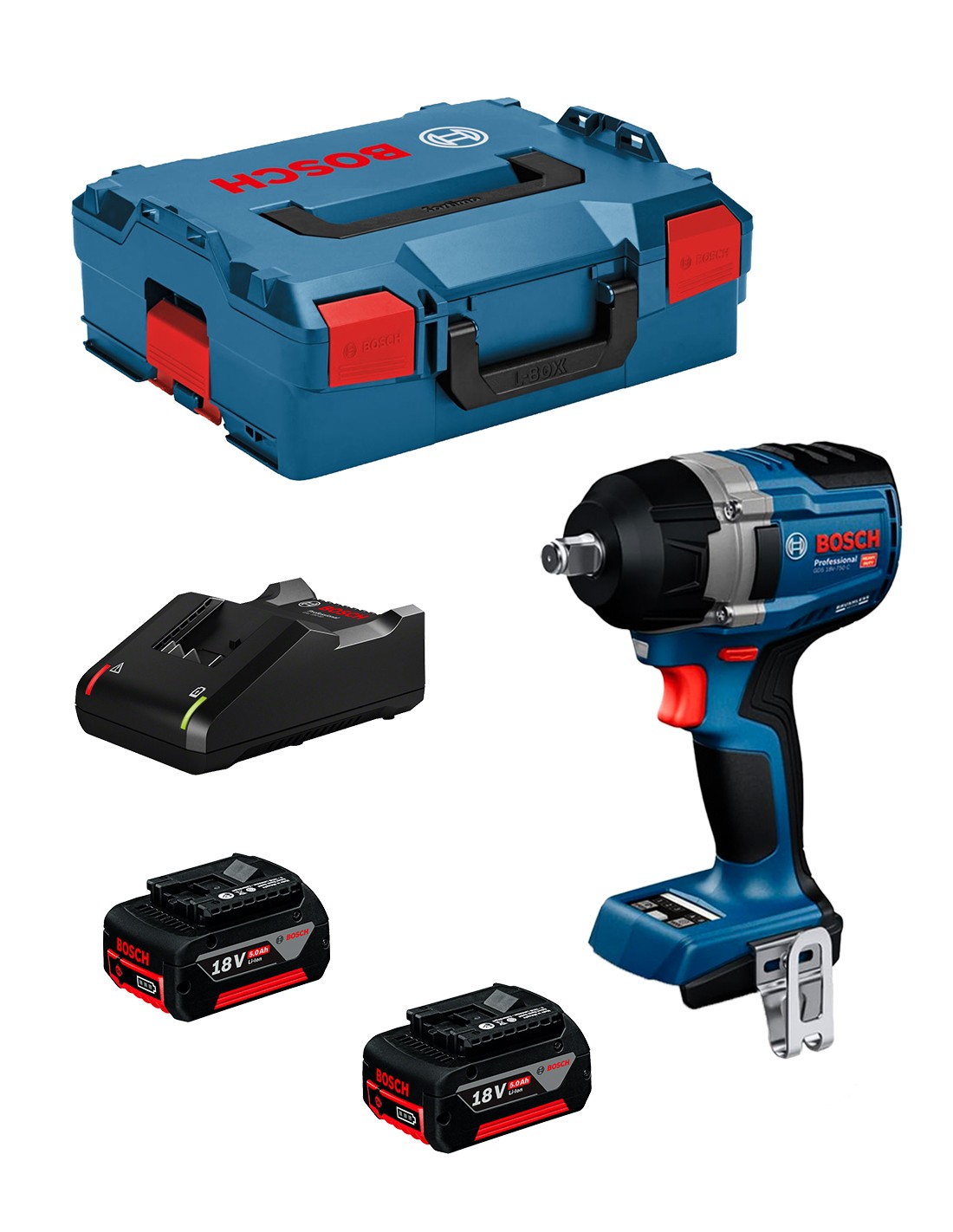 BOSCH GDS 18V-750 C (2 x 5,0 Ah + GAL18V-40 +