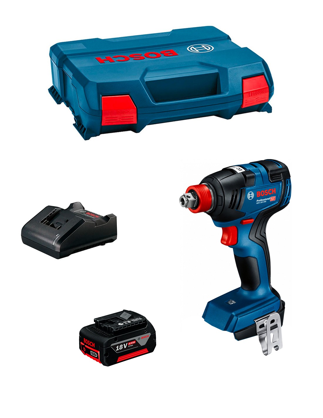 Llave de Impacto BOSCH GDX 18V-200 (1 x 4,0 Ah + GAL18V-20 + L-Case)