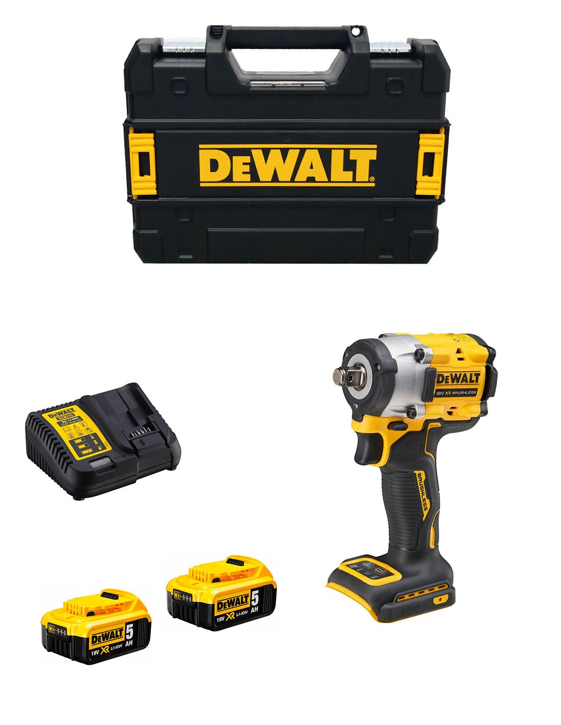 Llave de Impacto DeWALT DCF921P2T (2 x 5,0 Ah + DCB115 + TSTAK II)