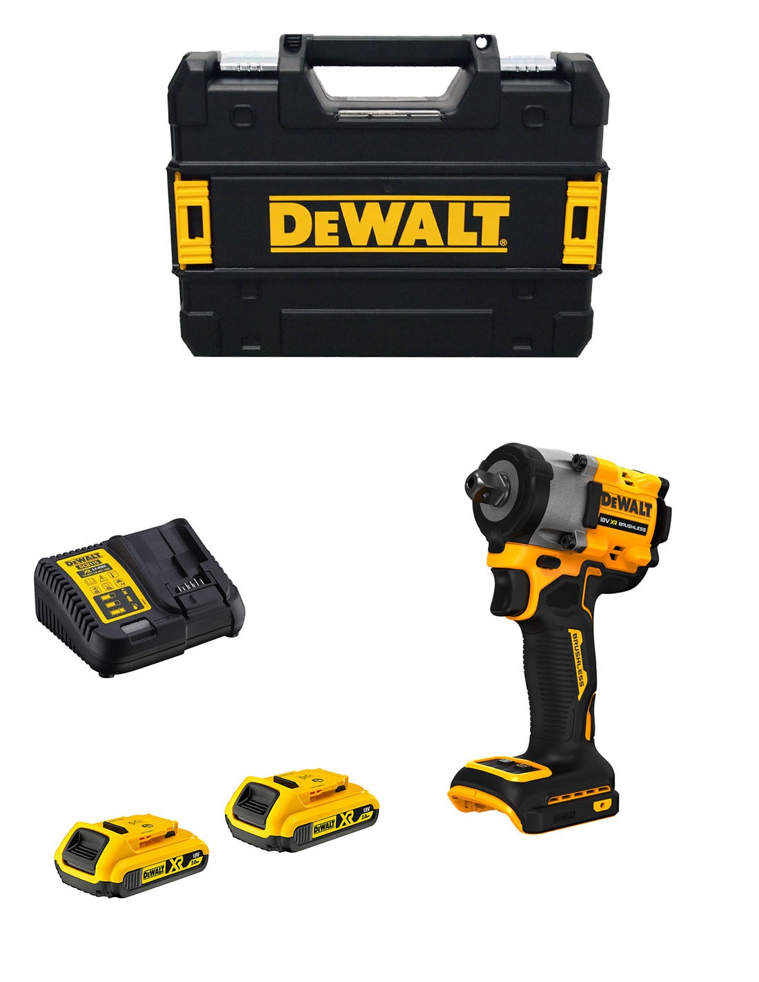 Llave de Impacto DeWALT DCF922D2T (2 x 2,0 Ah + DCB115 + TSTAK II)