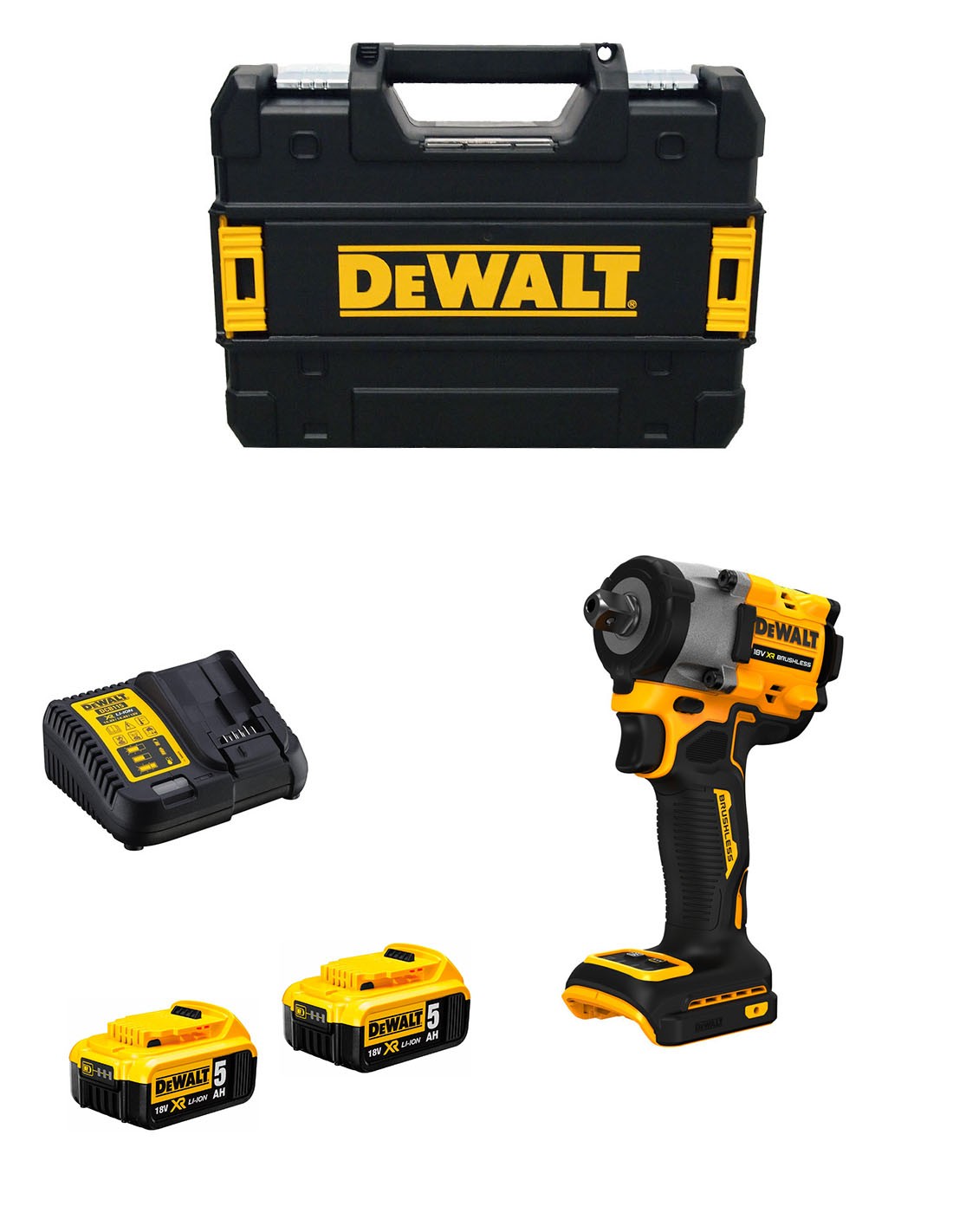 Llave de Impacto DeWALT DCF922P2T (2 x 5,0 Ah + DCB115 + TSTAK II)
