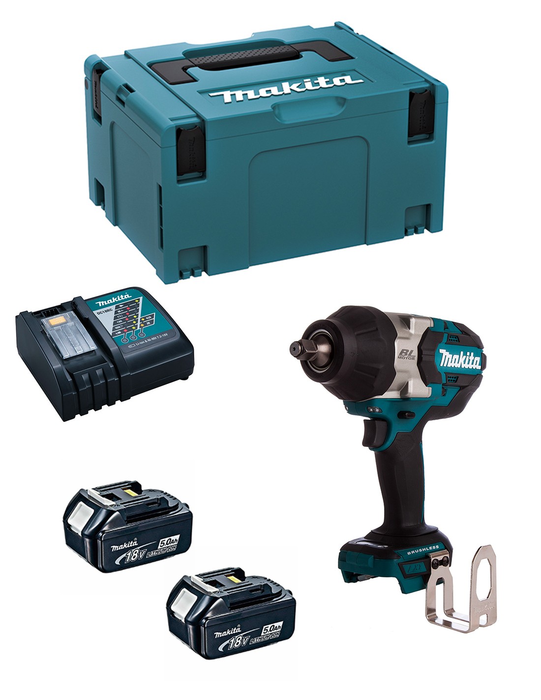 Llave de Impacto MAKITA DTW1002RTJ (2 x 5,0 Ah + DC18RC + MAKPAC 3)