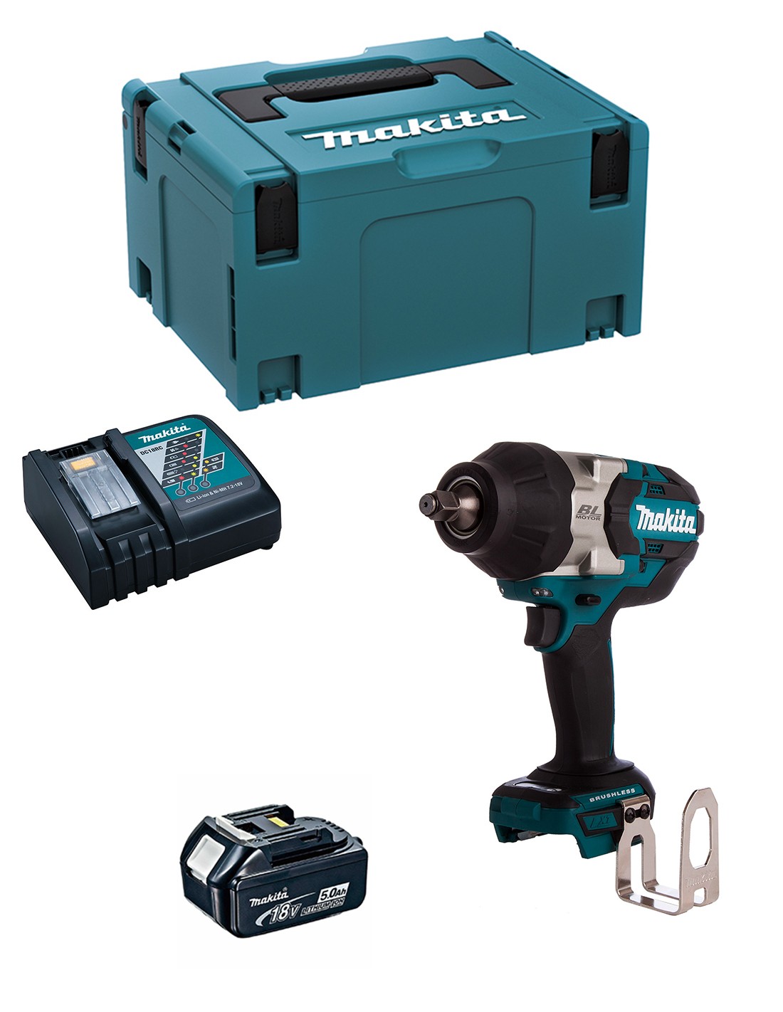 Llave de Impacto MAKITA DTW1002RTJ1 (1 x 5,0 Ah + DC18RC + MAKPAC 3)