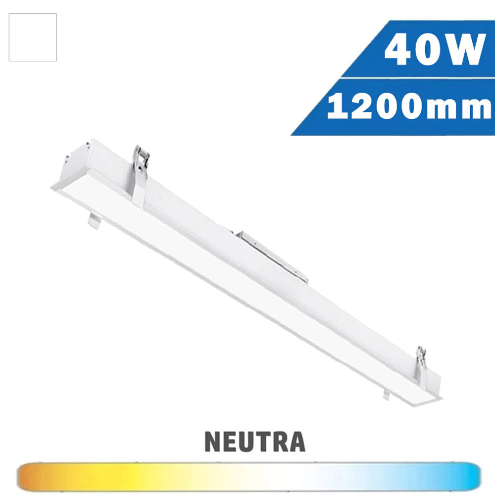Luminaria Empotrar LED Lineal Blanca 40W 1200mm