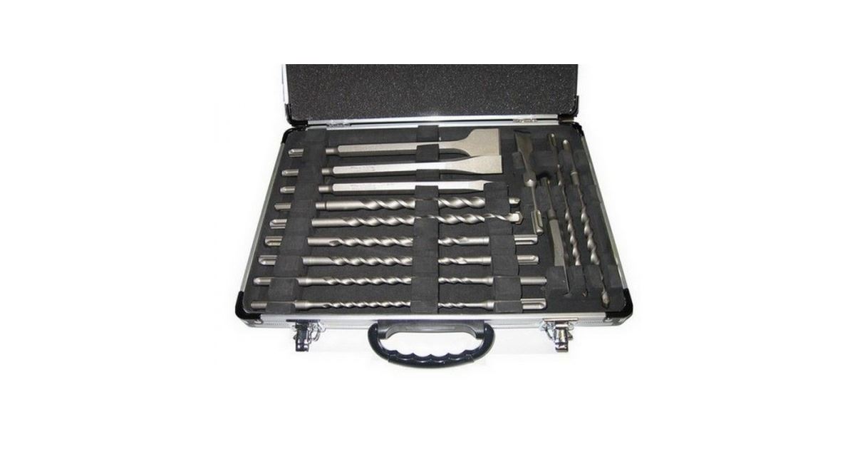 MAKITA Juego de brocas y cinceles SDS-Plus en estuche de aluminio, 17 piezas D-19180
