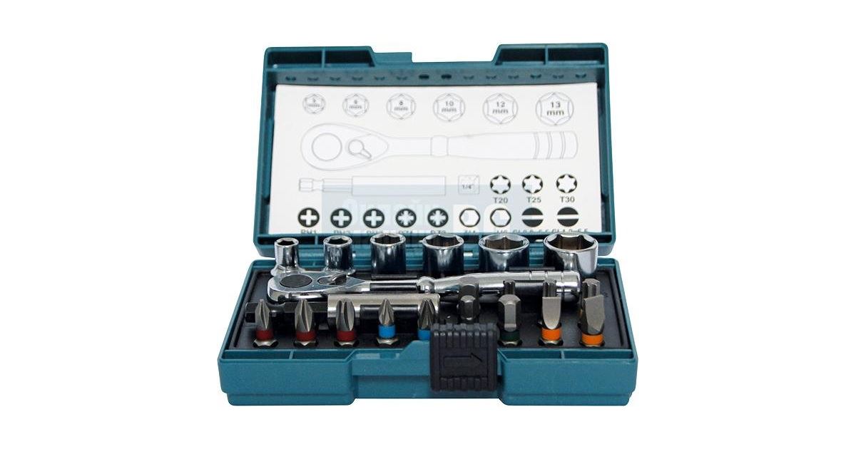 MAKITA Juego de puntas y vasos hexagonales de 1/4", 21 piezas B-54081