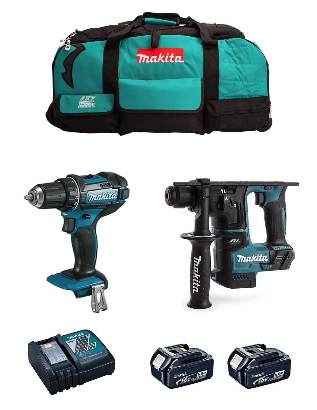 MAKITA Kit 18V MSB2P2 (DHR171 + DDF482 + 2 x 5,0 Ah + DC18RC + Trolley)